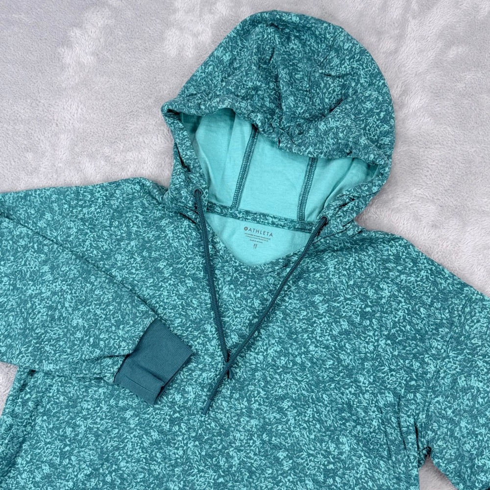Athleta Sundown Alliance Hoodie Women XS Teal Oversized Sweatshirt Pullover